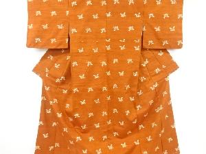 リサイクル　花模様織り出し手織り紬着物